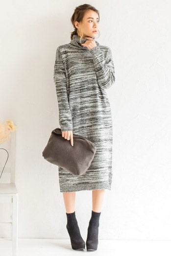 タートルネックミックスニットワンピース「Re:EDIT by GALSTAR」3,398円（税込）／画像提供：Re:EDIT by GALSTAR
