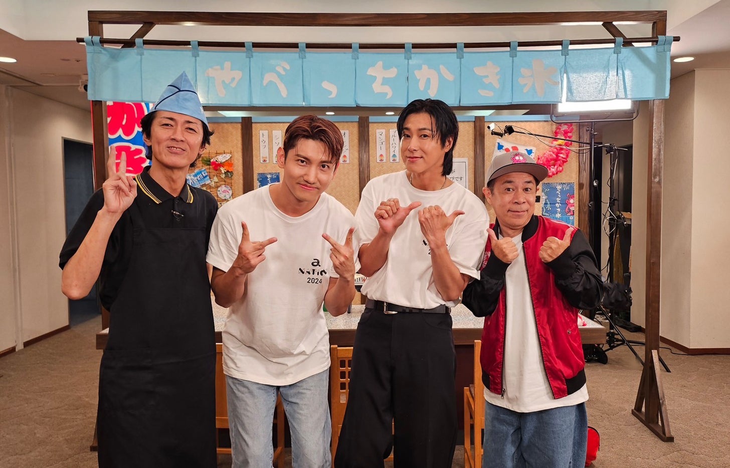 矢部浩之、チャンミン、ユンホ、岡村隆史（C）フジテレビ