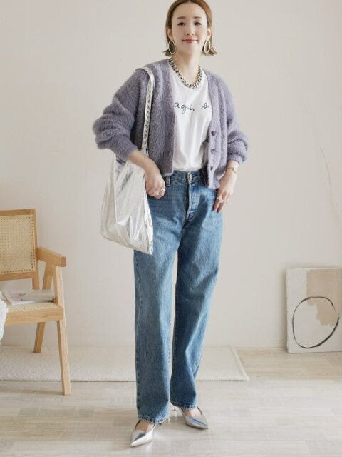 ワイドデニムパンツ コーデ 冬 冬のワイドデニムパンツコーデ