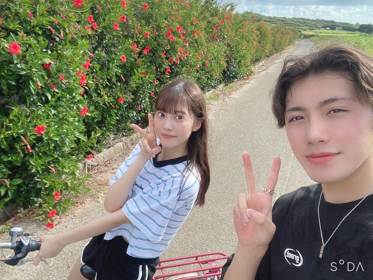 2人の距離が縮まった朝のサイクリングデート／キサラ、はやた（提供写真）