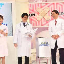 （左から）TBS宇垣美里アナウンサー、TBS安東弘樹アナウンサー、医学博士の加藤俊徳氏（C）TBS