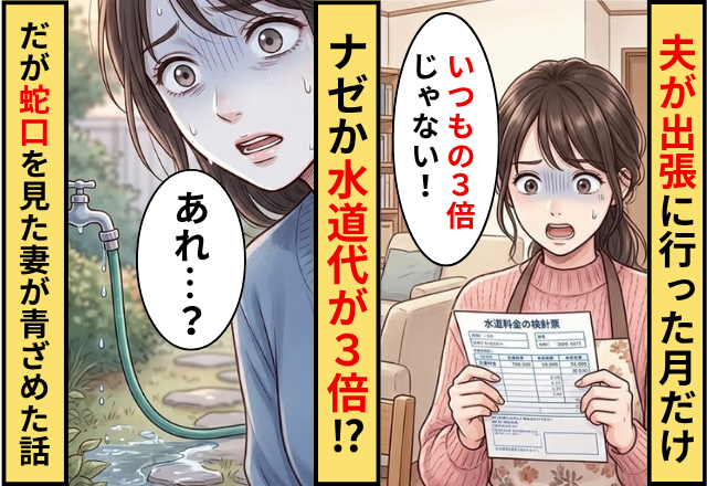 夫が出張に行った月だけナゼか水道代が3倍！？だが「あれ？」蛇口を見た妻が青ざめた話