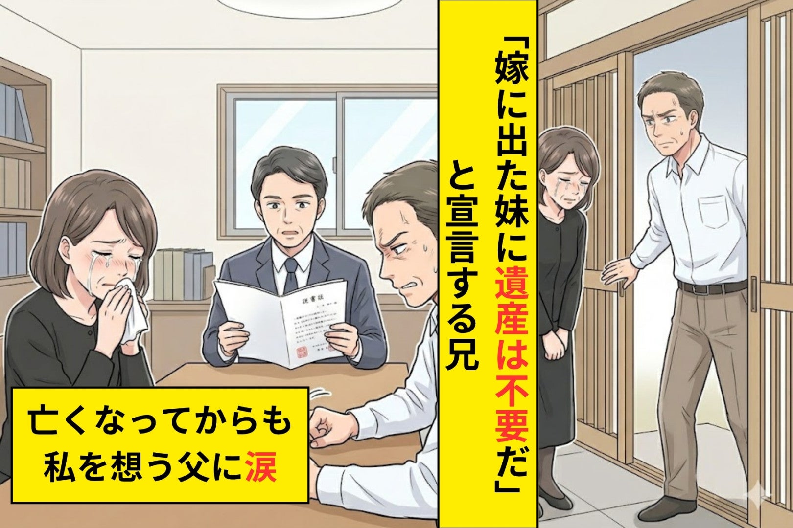 「嫁に出た妹に遺産は不要だ」と宣言した兄、専門家が読み上げた父の遺言書に私は泣いた