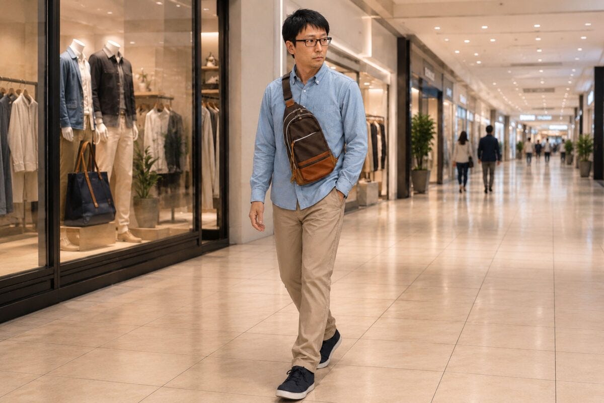 イオンモールを歩く男性のイメージ