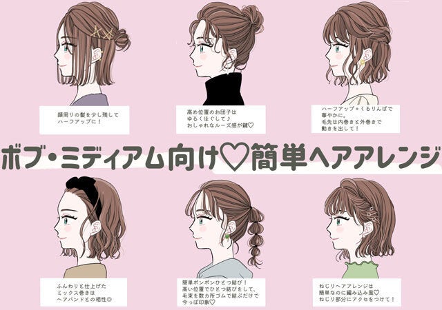 ボブ ミディアムヘアさん集合 簡単にできるおしゃれヘアアレンジ モデルプレス