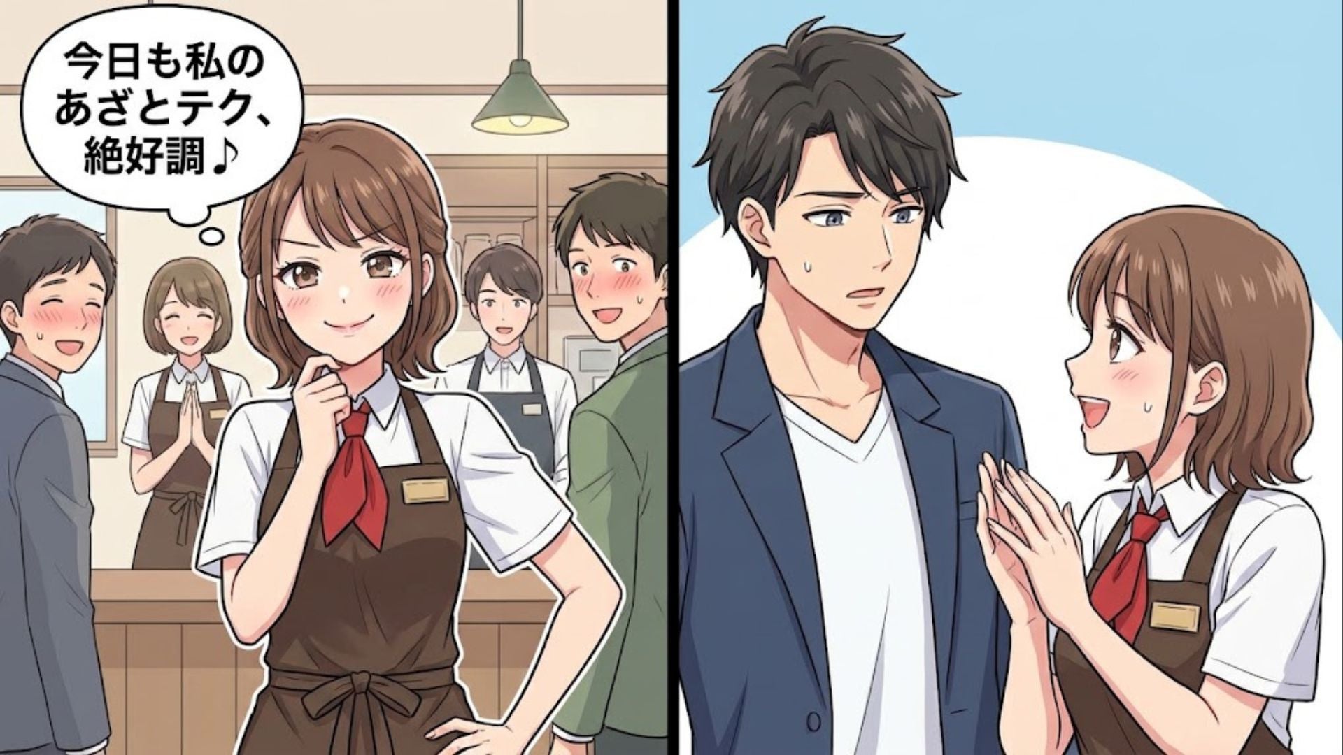 【バイト】イケメン常連客が来店したある日のこと♡ “あざとさ”を武器にモテモテ！？自信満々な主人公がアプローチしてみると、意外な結末に...！