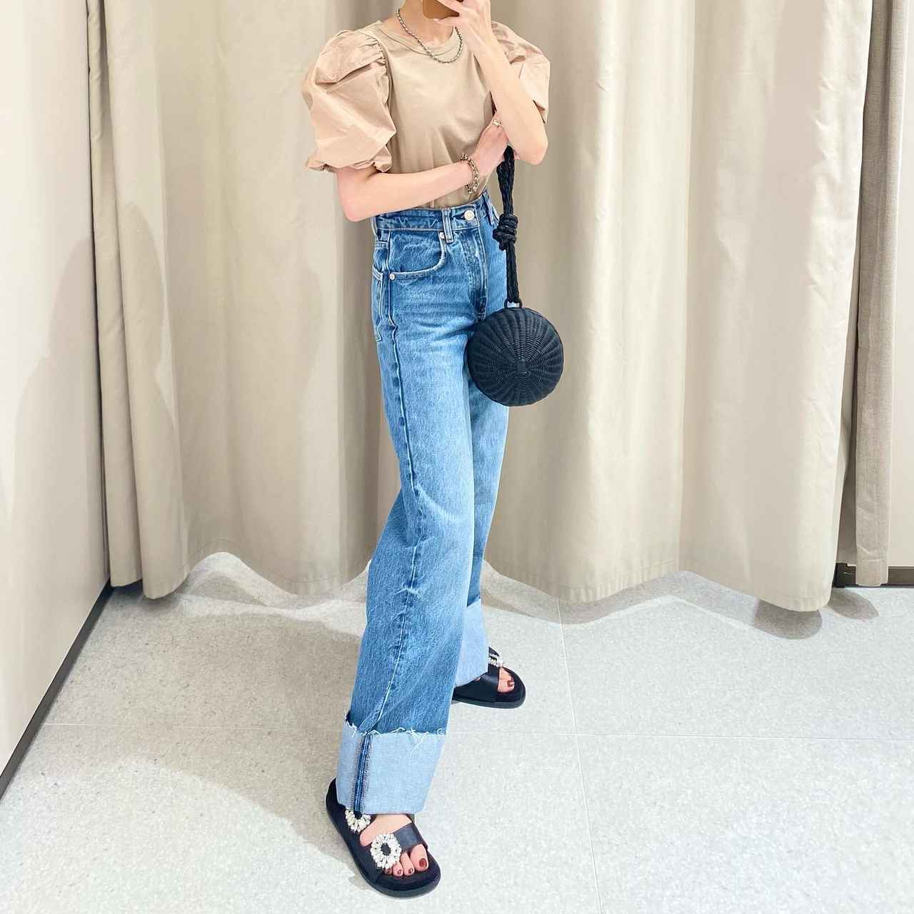 ZARA ザラ ワイドパンツ デニムワイドパンツ カジュアル 美品 通販