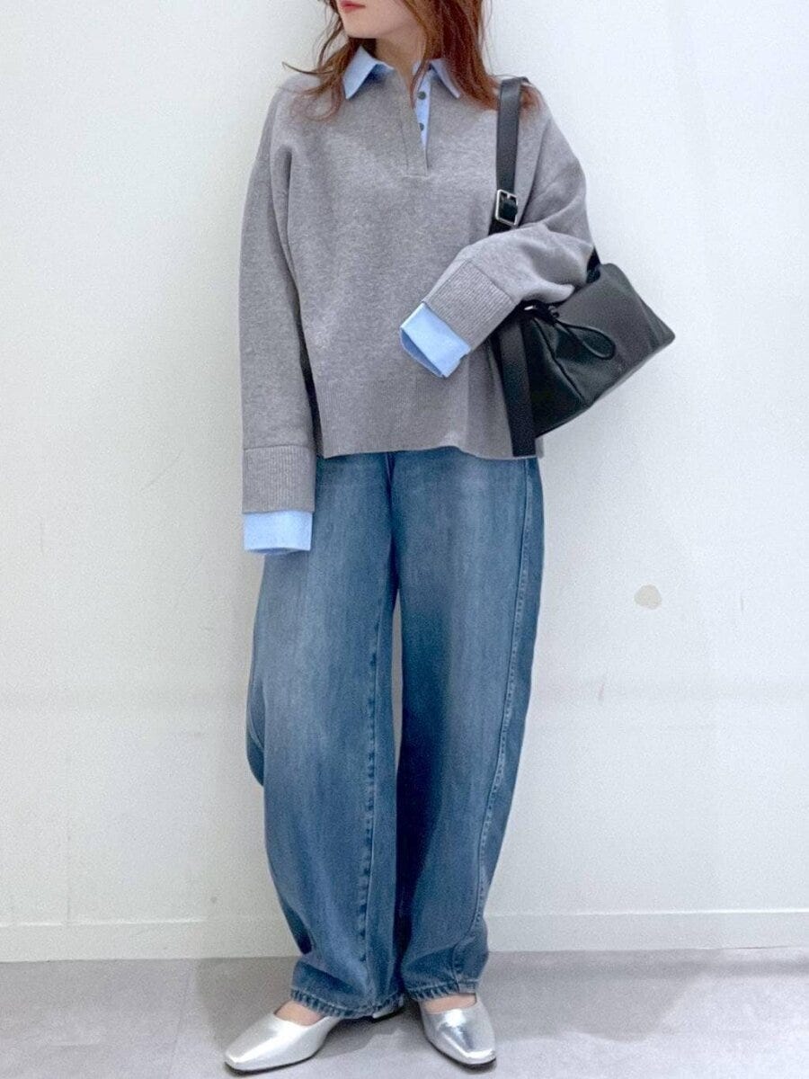 グローバルワークのシャツカラードッキングニット