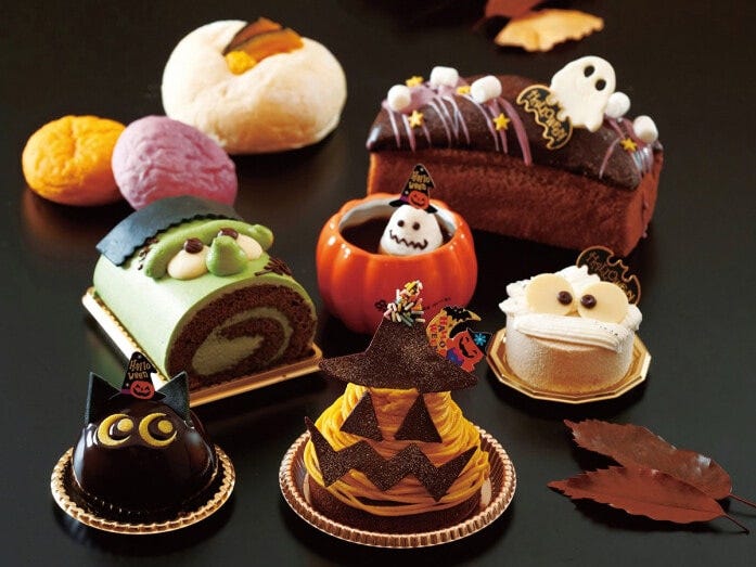 横浜ロイヤルパークホテル「ハロウィンフランケン(900円)」「ハロウィンキャット(600円)」「ハロウィンモンブラン(1200円)」「ハロウィンミイラ(600円)」「ハロウィンプリン(600円)」「ハロウィンパウンドケーキ(1500円)」「かぼちゃのクリームフォンデュ(400円)」「ハロウィンあんぱん(2種入、400円)」※税込、テイクアウト価格(提供画像)