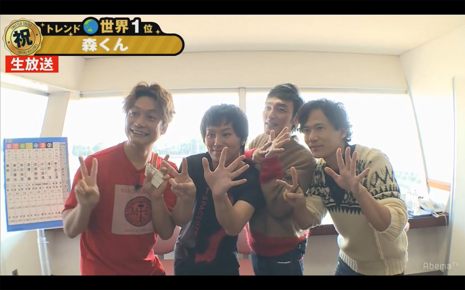 香取慎吾、狩野英孝、草なぎ剛、稲垣吾郎（C）AbemaTV