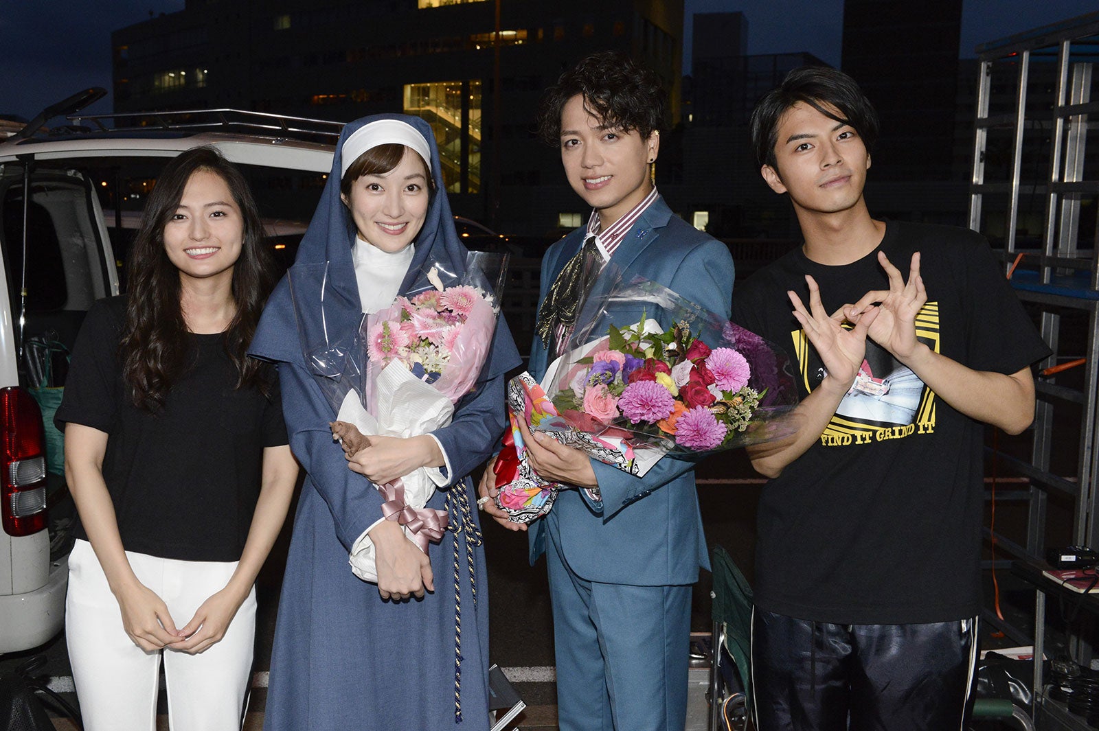 （左から）山賀琴子、高梨臨、山崎育三郎、中尾暢樹（画像提供：テレビ朝日）