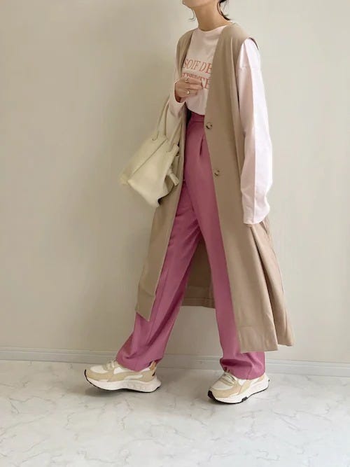 ピンクパンツ ロングジレ