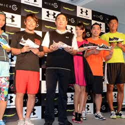 美馬寛子、皆川賢太郎選手、株式会社ドーム代表取締役兼CEO安田秀一氏、吉川ひなの、阿部慎之助捕手、朝日健太郎選手