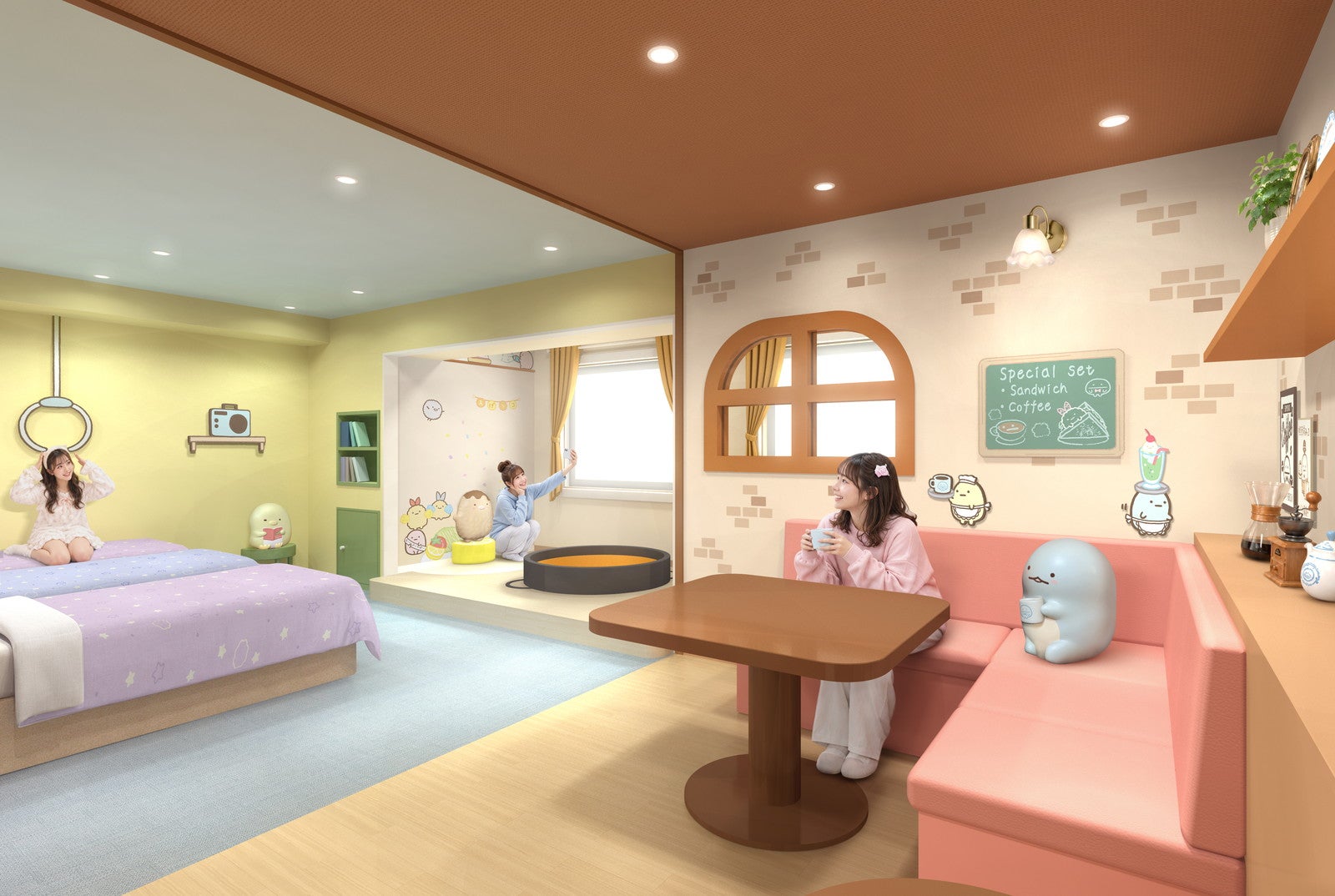 すみっコたちといっしょにおとまり会のお部屋（C）2026 San-X Co．，Ltd．All Rights Reserved．