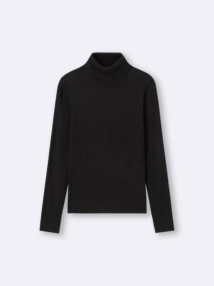 2026gu大人女性おすすめリブタートルネックセーター