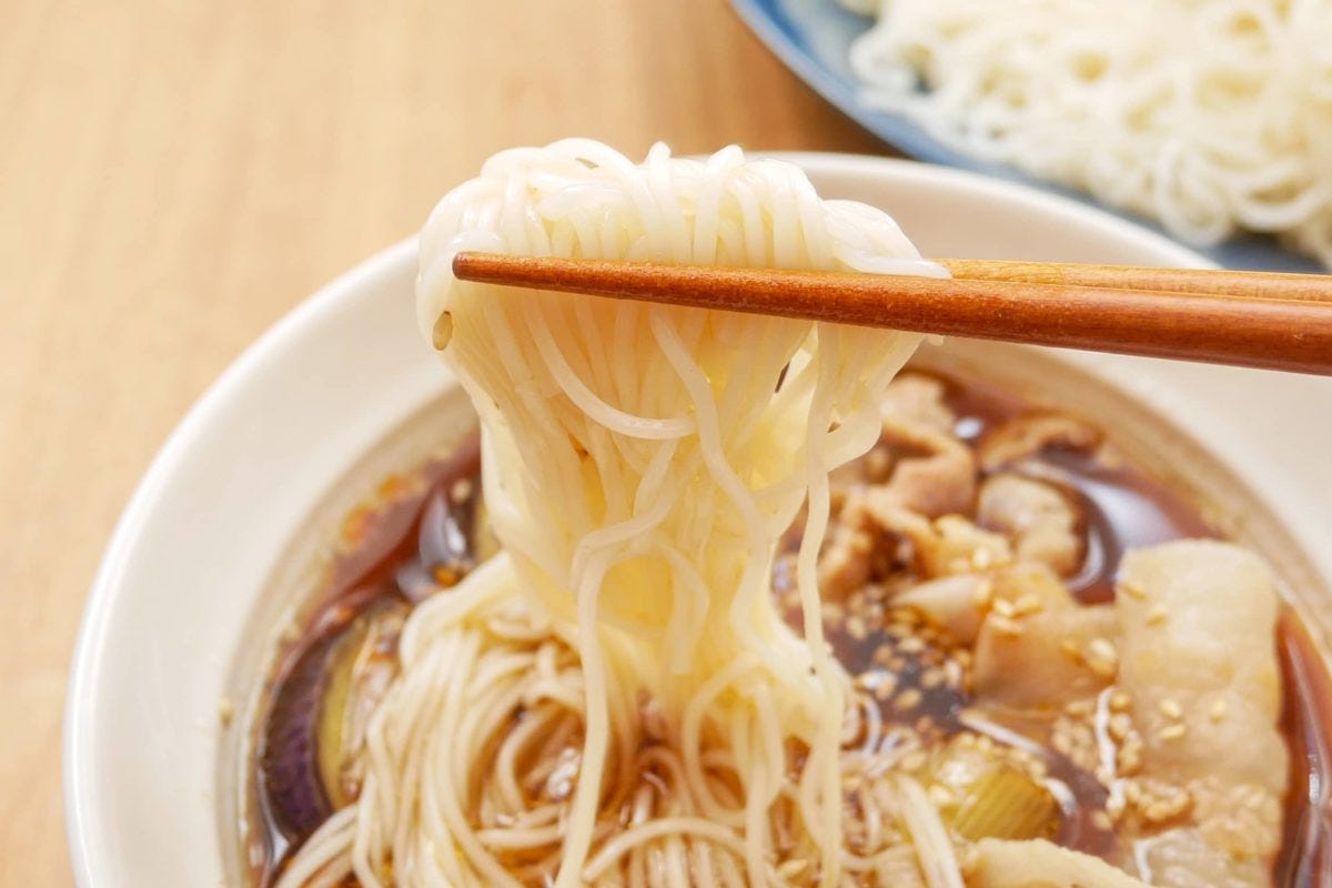 なすと豚肉のそうめん
