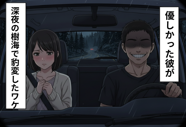 優しい彼と車デート中に…「さぁ降りて…」”真夜中の樹海”で彼が本性を現し…彼女「えっ…」