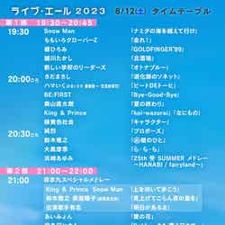 「ライブ・エール 2023」タイムテーブル（C）NHK