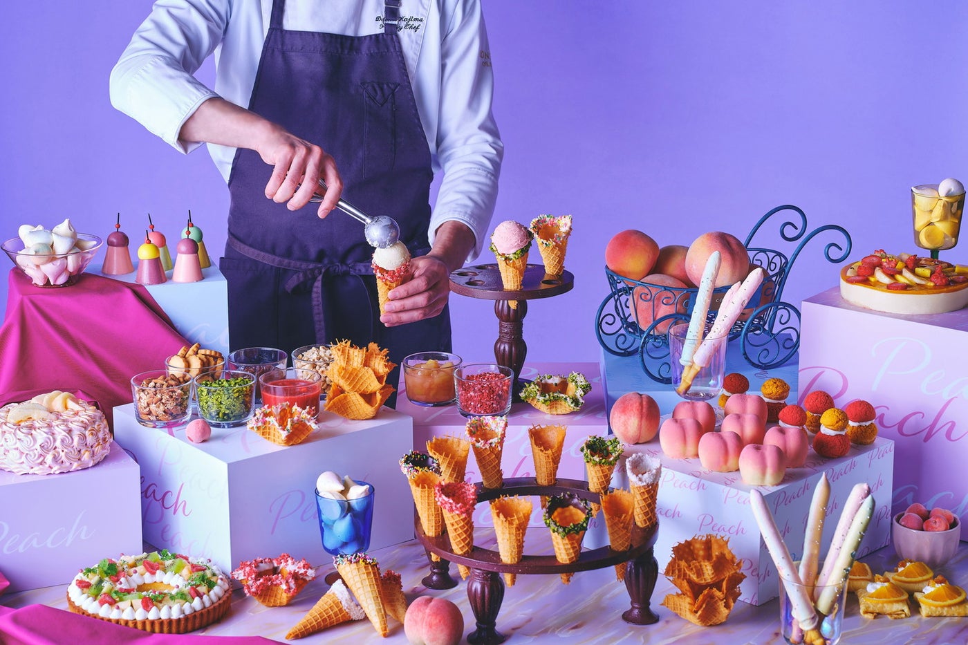 Craft Your Waffle Cone～ピーチ＆アイスクリーム スイーツビュッフェ ～／提供画像