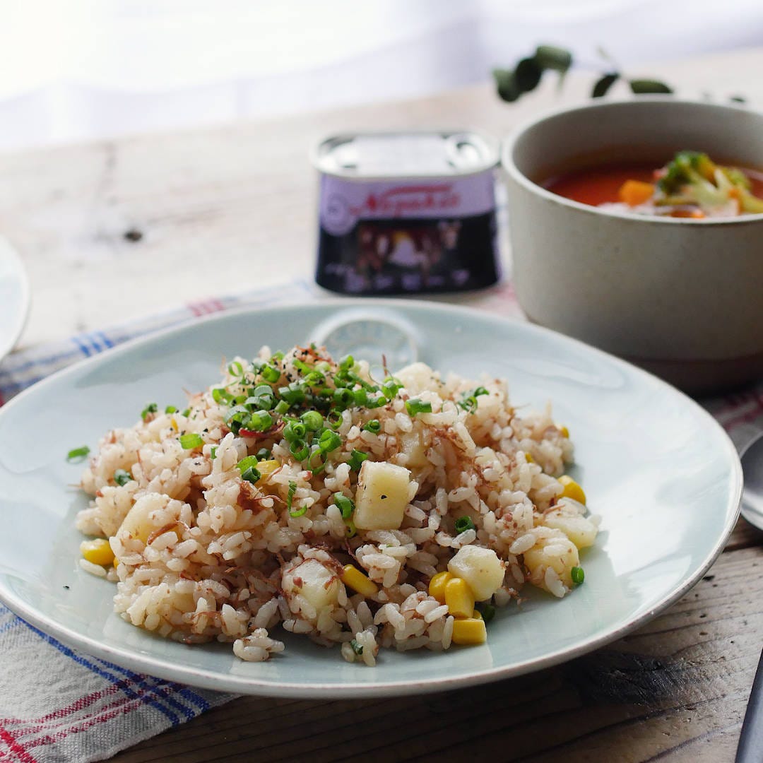 じゃがコーンコンビーフ炊き込みご飯