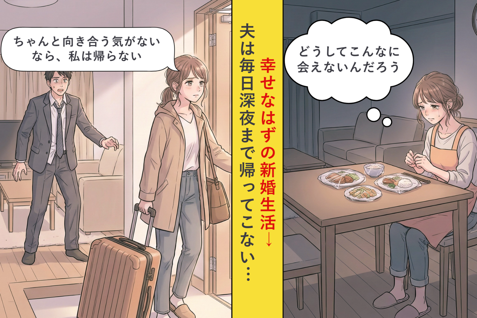「仕事が忙しい」毎日深夜まで帰って来ない夫→孤独な新婚生活に限界を感じた私の決断