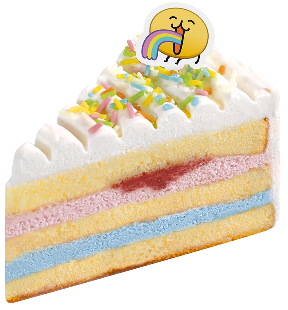 「えもじの子（コラボ） レインボーケーキ」税込594円／提供画像