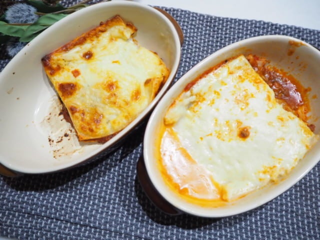 コストコラザニアの調理の比較