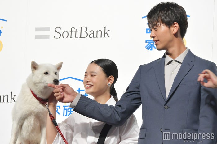 (左から)お父さん犬、杉咲花、竹内涼真 (C)モデルプレス