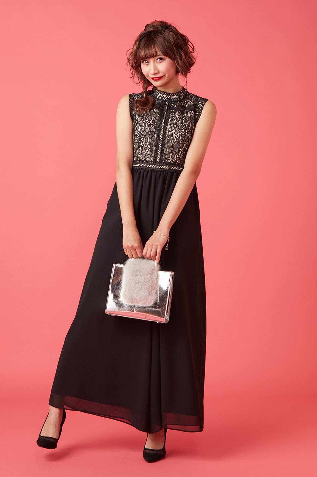 ラインレースオールインワンドレス ¥17,000(税別)