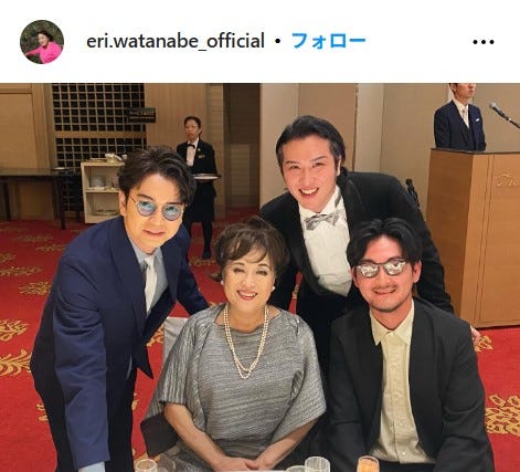 (左上から時計回りに)松本潤、尾上松也、松田龍平、渡辺えり/渡辺えり公式Instagramより