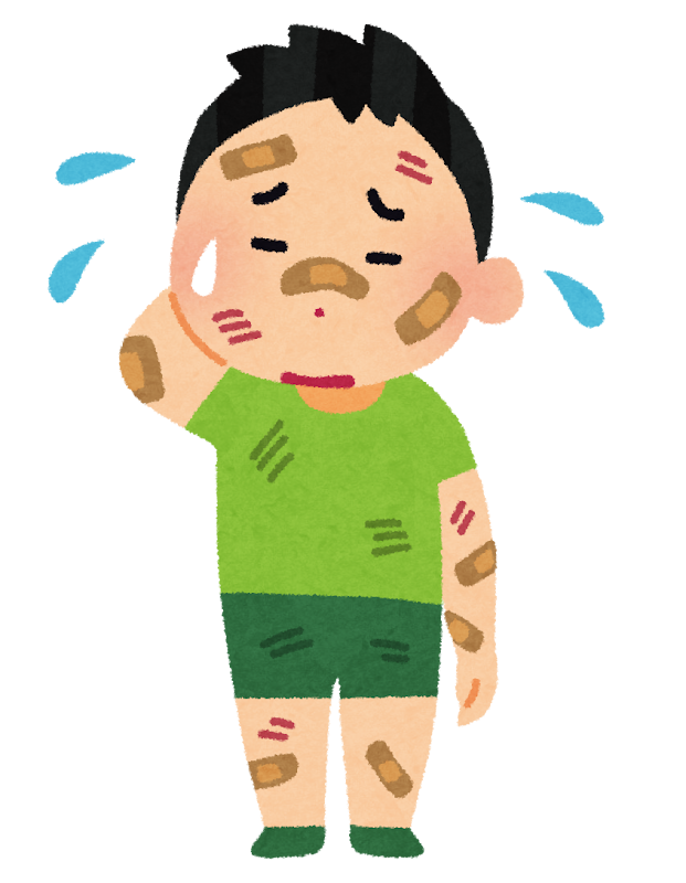 怪我をしている男の子のイラスト