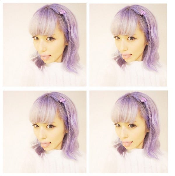 紫色のヘアカラーに劇的イメチェンを遂げた若槻千夏／Instagramより【モデルプレス】