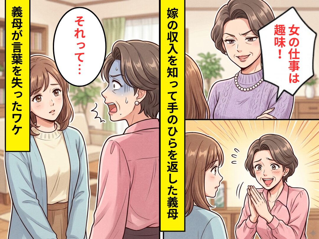 「女の仕事は趣味」嫁をバカにした義母が…収入を知った途端”掌返し”！だが直後⇒「それって…」嫁の【一言】で言葉を失った話
