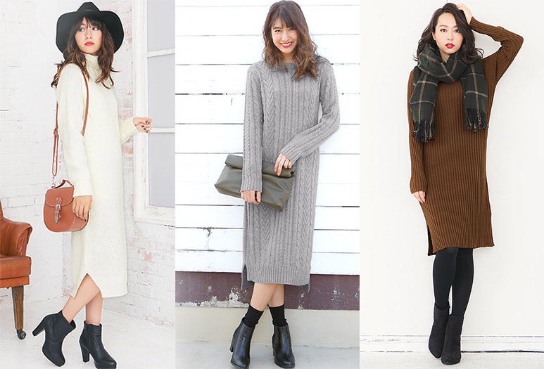 今季人気No.1「ロングニットワンピ」の着痩せコーデ術