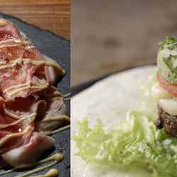 低温調理のローストポーク 温玉のせ<Jungle 2nd>メキシカンタコスバーガー<BOSQUE by FONDA DE LA MADRUGADA>/画像提供:AATJ