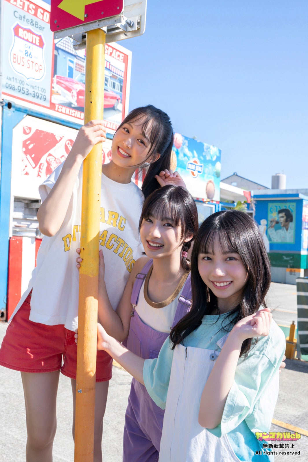 （左から）福田朱里、沖侑果、立仙百佳（C）佐藤佑一／ヤンマガWeb