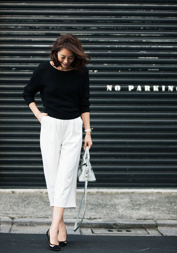 刺繍ストライプクロップドバギーパンツ「STYLEST」4,200円（税込）／画像提供：STYLEST