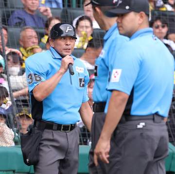 真鍋球審が阪神・森下退場を説明 「警告はしました。それでもまだ続けたので退場」 五回に自身への暴言で宣告 ジェスチャーは「皆さんが見られた通り、感じられた通り」
