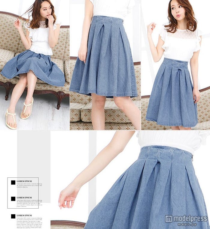 タック入りデニムフレアスカート「KOBELETTUCE」2,690円(税込)