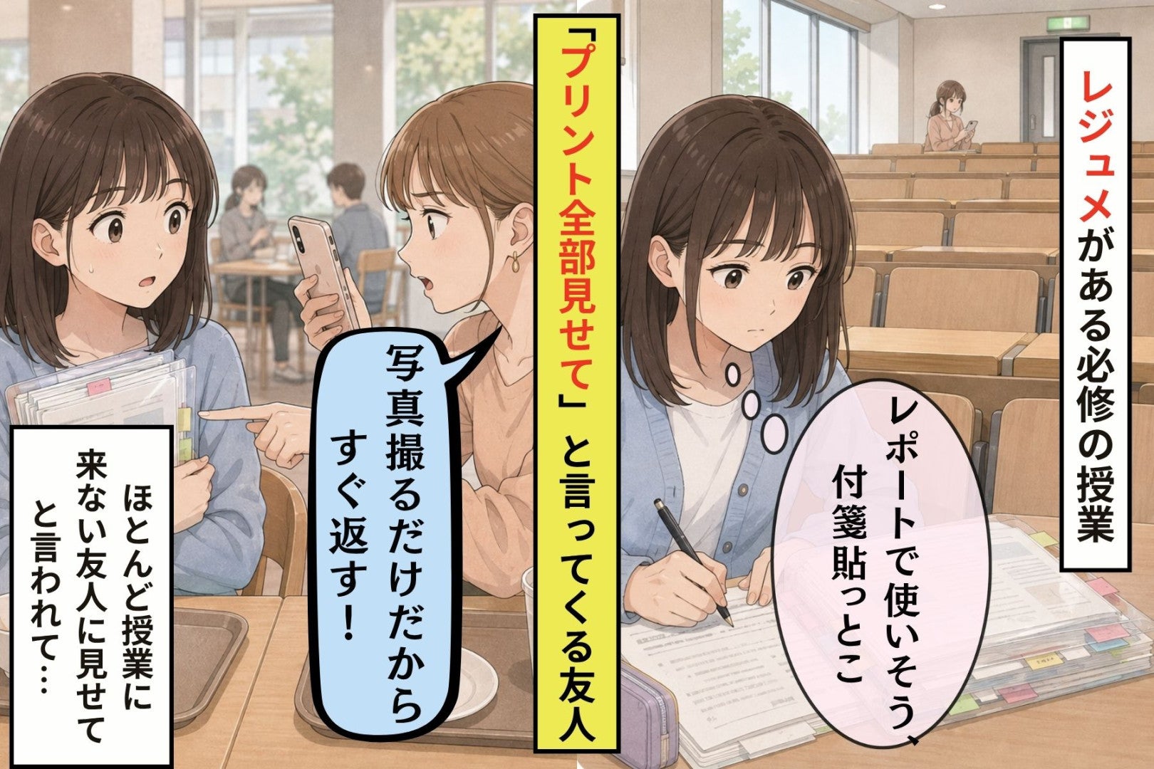 「プリント全部見せて」ほとんど講義に来ない友人にそう言われた私が、１枚だけ渡した理由