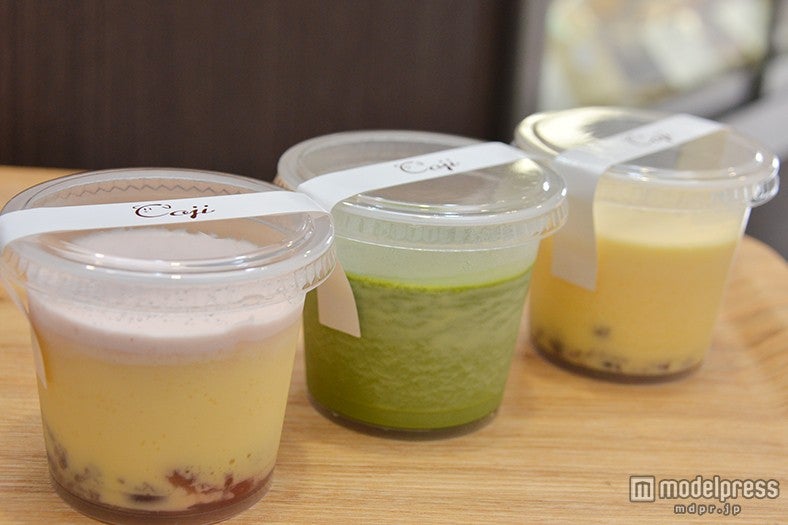 「コジぷりん」はイチゴ、京抹茶、プレーンの3種類