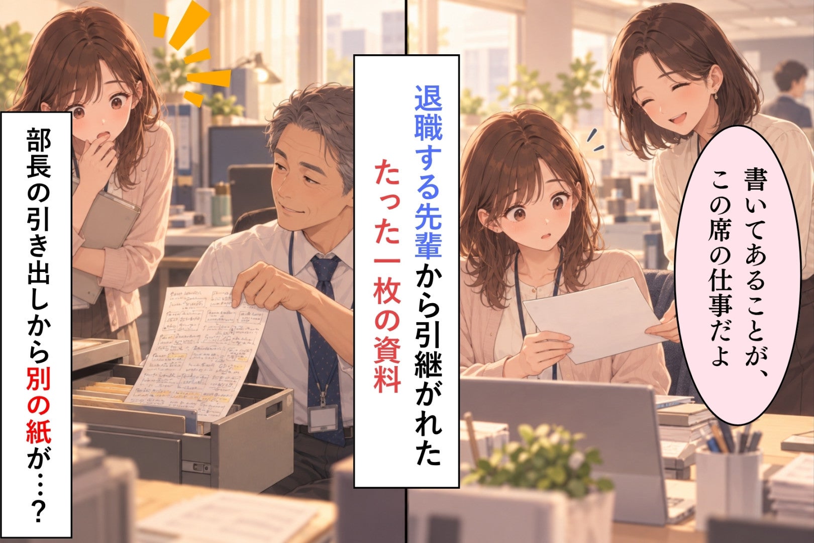 会議資料も休日の在庫確認も載っていない１枚の資料→課長の頼みを断った私に、部長が出した紙