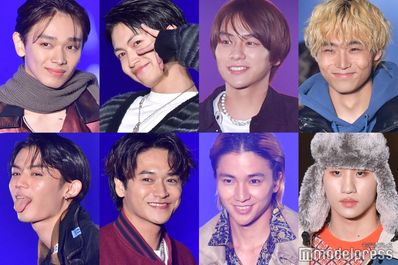 （左上から時計回りに）宮世琉弥、綱啓永、山下幸輝、八村倫太郎、松井利樹、木戸大聖、井上想良、藤原大祐（C）モデルプレス