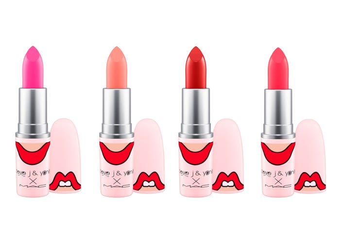 「リップスティック」左から、ネオピンク、ライトピーチヌード、ボールドオレンジレッド、ブライトピンクレッド/画像提供:M・A・C