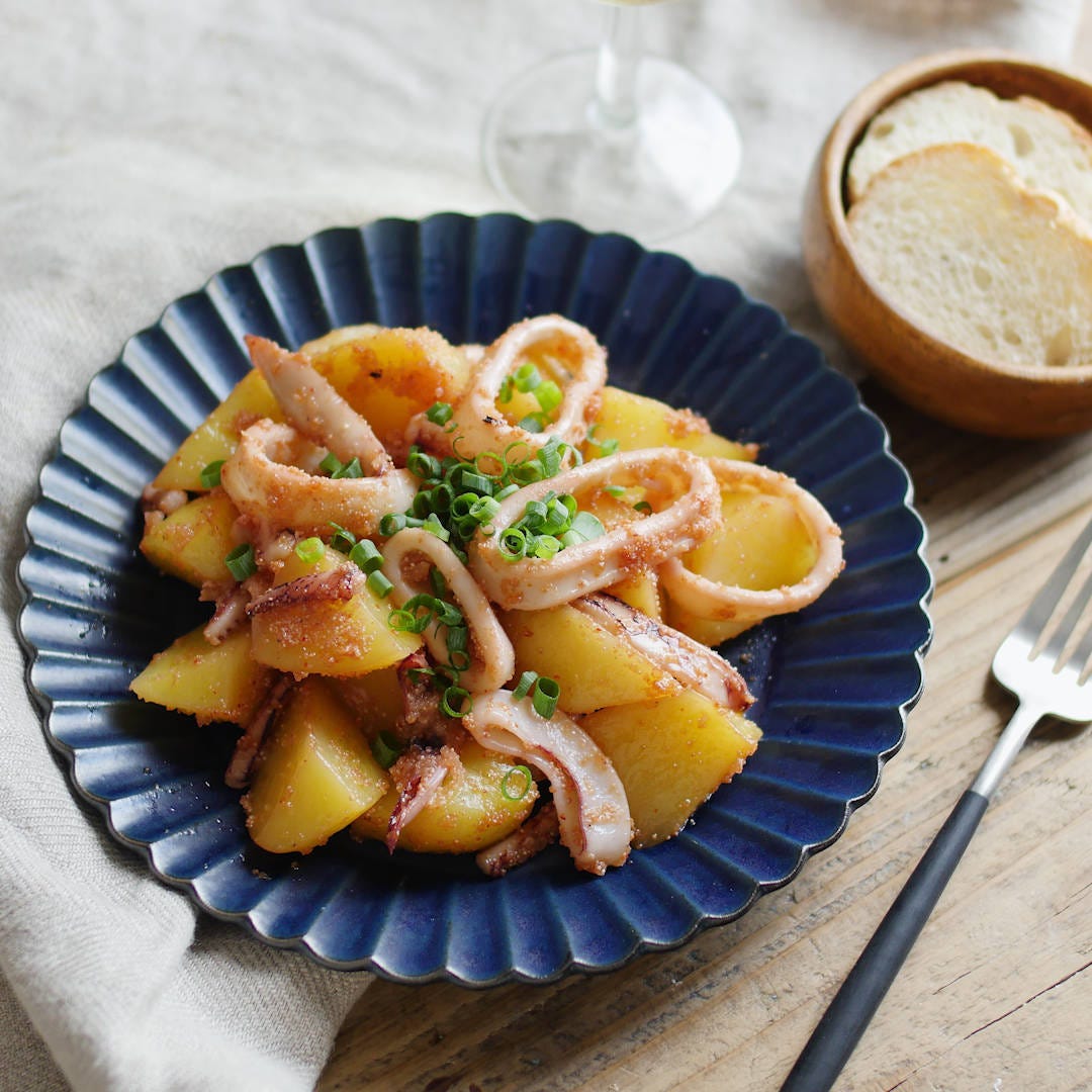 噛むほどおいしい！いかとじゃがいもの明太バターしょうゆ炒め