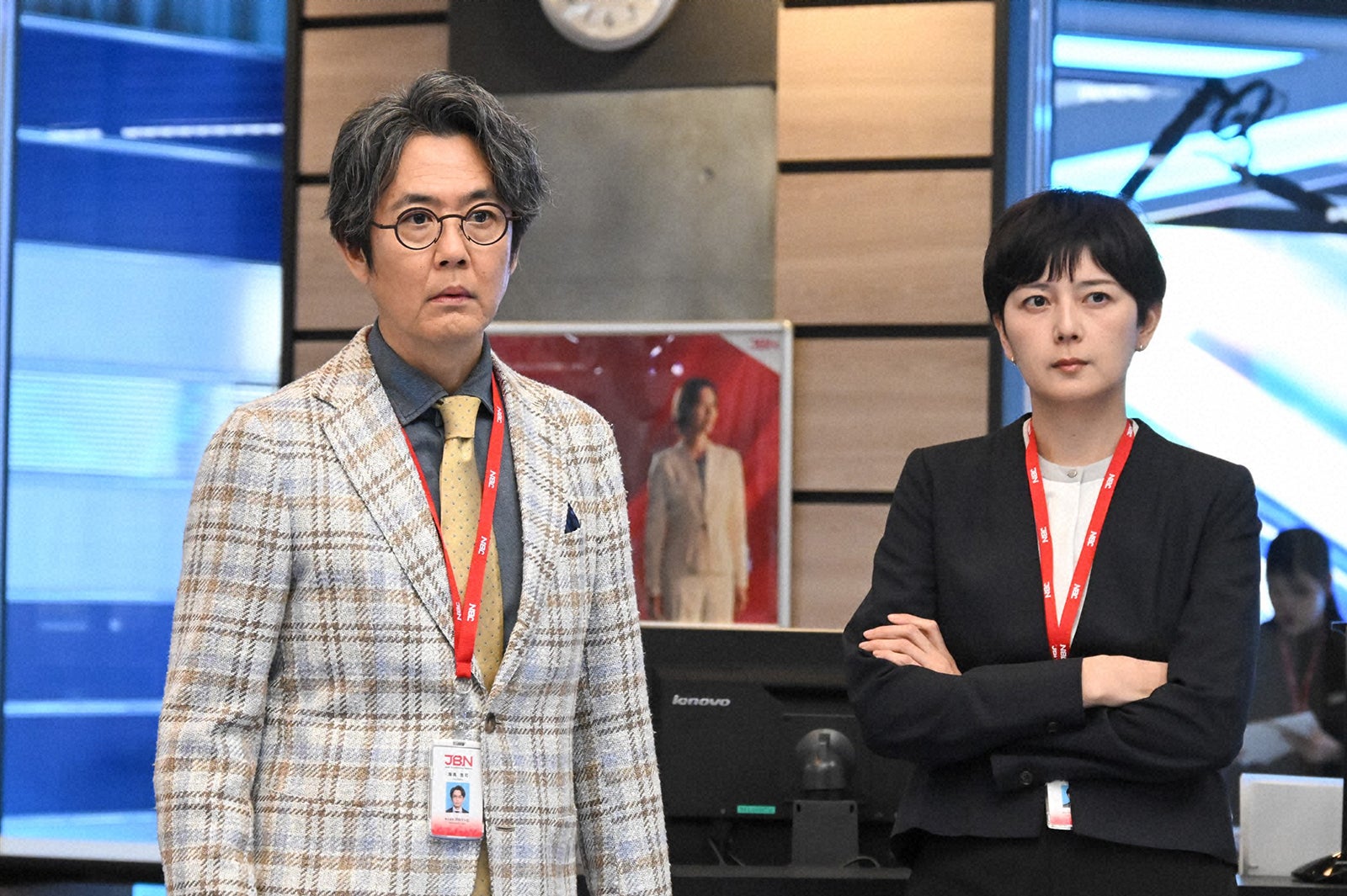 岡部たかし、菊池亜希子「キャスター」第4話（C）TBS