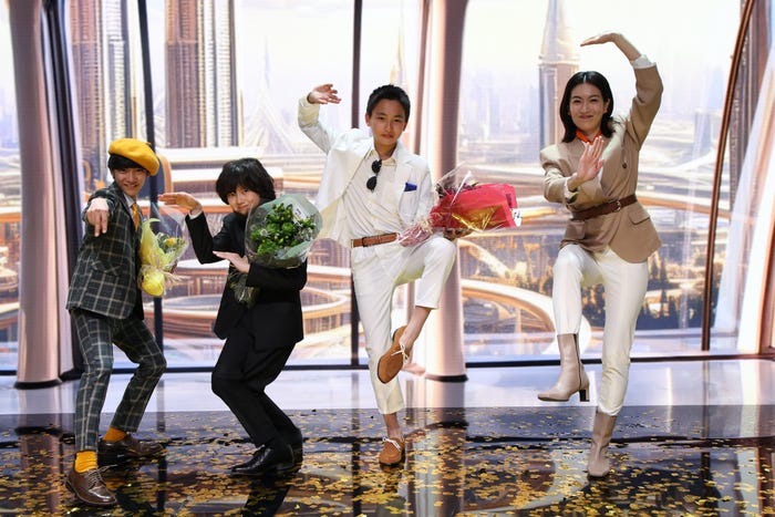 (左から)内田煌音、青木奏、大角英夫、木竜麻生(C)フジテレビ