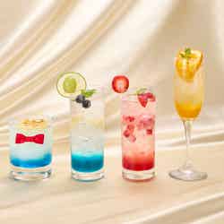 (左から)江戸川コナン レモン・ホワイトウォーター、工藤新一 アップル&ライムモヒート、毛利蘭 ストロベリーソーダ、鈴木園子 オレンジ&マンゴーソーダ/画像提供:ユニバーサル・スタジオ・ジャパン