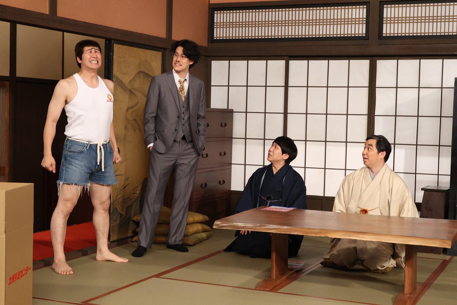 （左から）長田庄平、粗品、秋山寛貴、せいや （C）フジテレビ