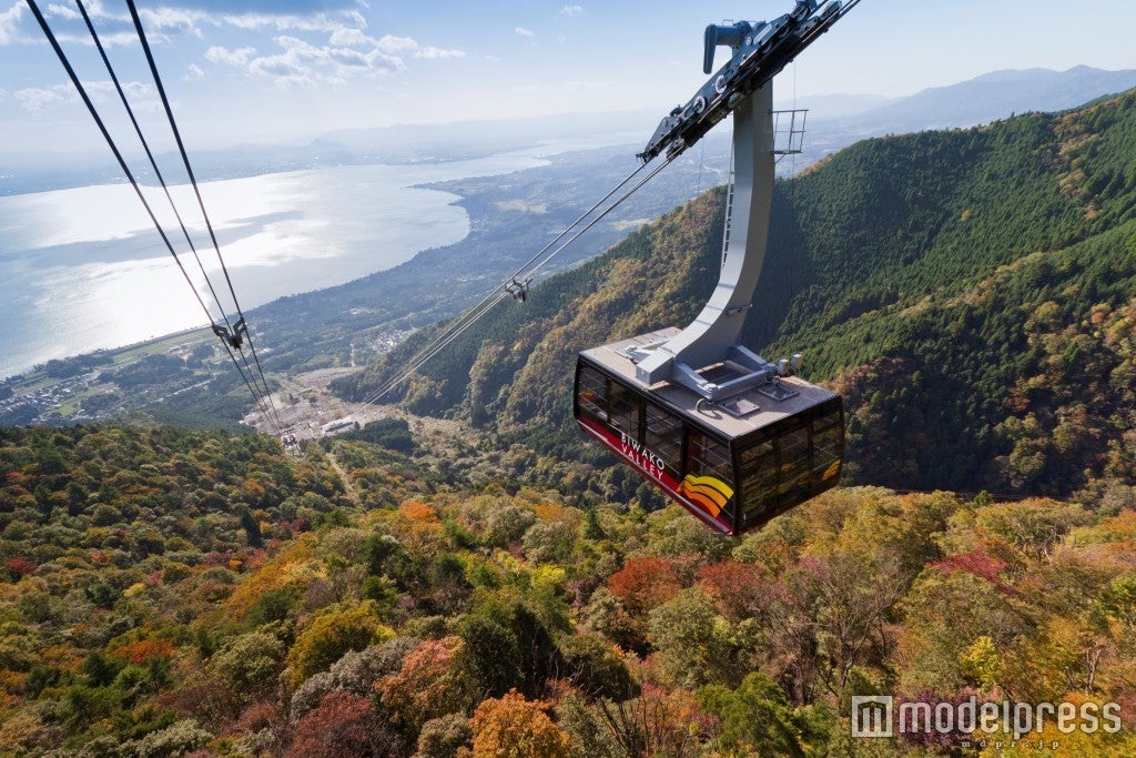 ロープウェイで標高1,100メートルの世界へ／画像提供：びわ湖バレイ